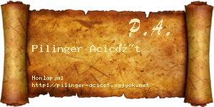 Pilinger Acicét névjegykártya